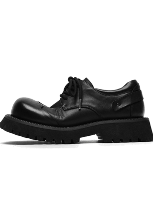 Chunky Black Leather Derby